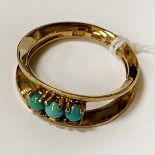 VINTAGE TURQUOISE DRESS RING - SIZE N - 3 GRAMS APPROX