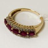 14CT YELLOW GOLD RUBY & DIAMOND RING - SIZE M - 3.2 GRAMS APPROX