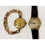 TWO 9CT GOLD COCKTAIL WATCHES (1 ART DECO DIAL)