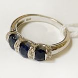18CT WHITE GOLD SAPPHIRE & DIAMOND RING - SIZE M - 5.6 GRAMS APPROX