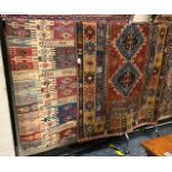 TWO ANTIQUE CARPET / CURTAINS A/F