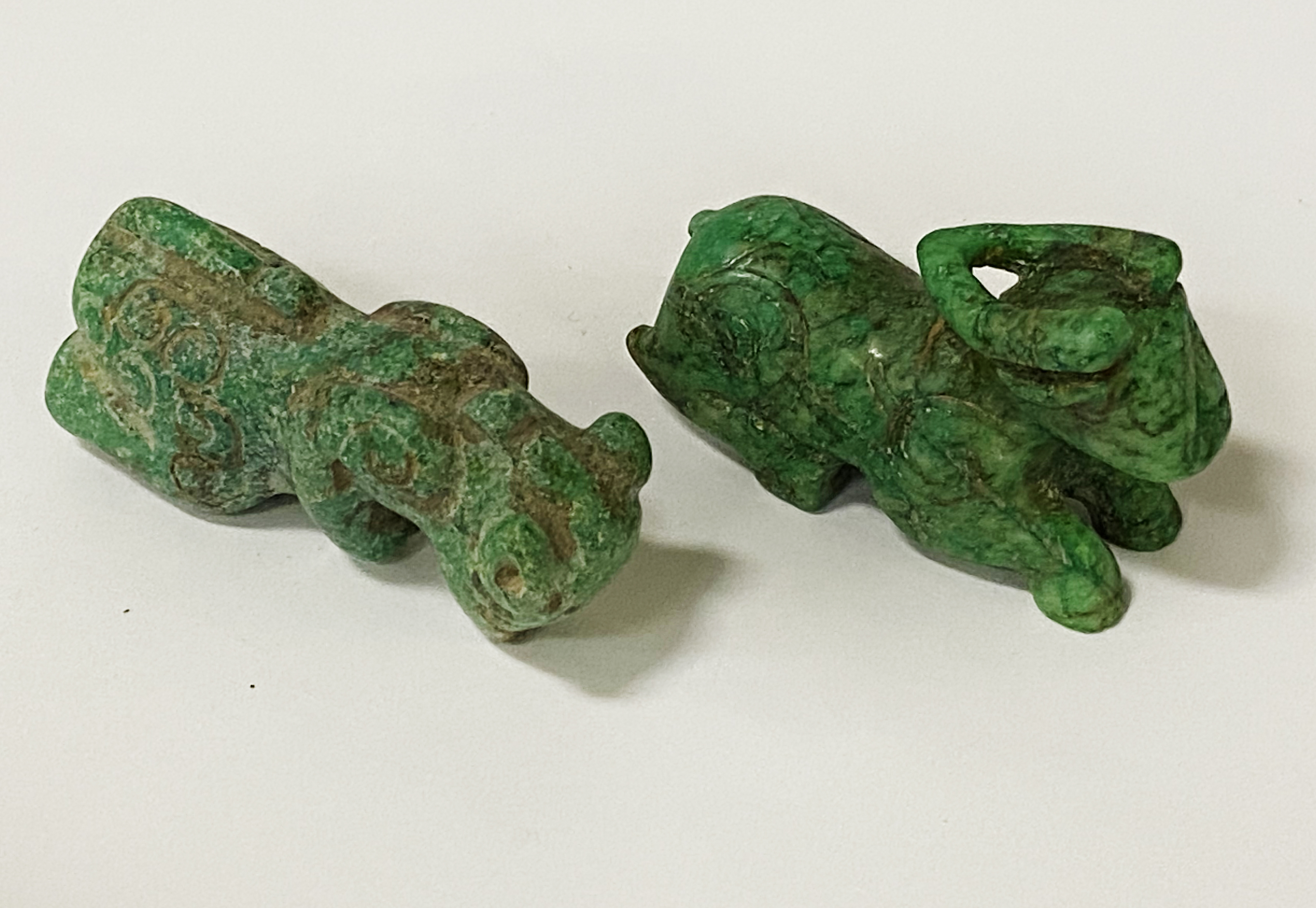 TWO JADE ANIMAL FIGURES