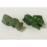 TWO JADE ANIMAL FIGURES