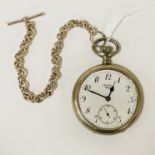 NAPOLEON MILITARY POCKET WATCH WITH SILVER CHAIN - WORKING