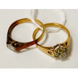 TWO 18CT GOLD DIAMOND RINGS - SIZE N - 5.3 GRAMS APPROX