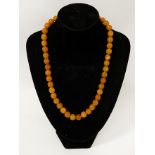 BUTTERSCOTCH AMBER BEADED NECKLACE - 28.6 GRAMS APPROX