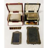 2 H/M SILVER HAIRBRUSH / COMB SETS & H/M SILVER MIRROR