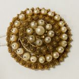 ANTIQUE GOLD & PEARL BROOCH - 17.9 GRAMS APPROX