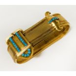 VINTAGE 22CT GOLD & TURQUOISE BRACELET - APPROX 75 GRAMS