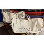 2 X ORIGINAL LEATHER 1972 MUNICH OLYMPIC HOLDALL BAGS