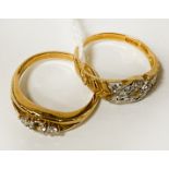 TWO 9CT GOLD RINGS SET WITH DIAMONDS - SIZES M / N - 6.6 GRAMS APPROX
