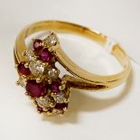 18CT GOLD DIAMOND & RUBY RING SIZE M/N 3.7 GRAMS APPROX