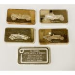 FIVE SILVER INGOTS 11OZS APPROX