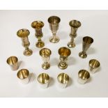 7 HM SILVER KIDDISH CUPS, 1 RUSSIAN, 1 AUSTRIAN & SIX STIRRUP CUPS