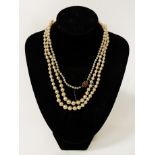 2 PEARL NECKLACES 1 9CT CLASP & 1 14CT (TESTED) CLASP