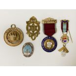 5 MASONIC MEDALS IN SILVER