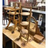 VINTAGE METAMORPHIC HIGH CHAIR & 2 OTHER ITEMS