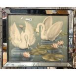 PAIR OF SWAN PRINTS 68CMS (H) X 83CMS (W) APPROX