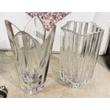 TWO SIGNED ORREFORS GLASS VASES 20CMS (H) & 22CMS (H) APPROX