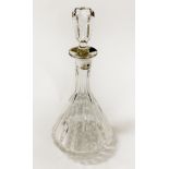 ASPREY H/M SILVER COLLARED DECANTER 30CMS (H) APPROX