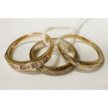 THREE 9CT GOLD RINGS - SIZE O / M - 6.4 GRAMS APPROX