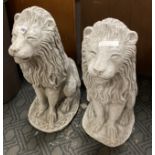 PAIR OF SEATED LIONS