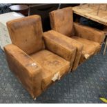 PAIR OF 1940'S LEATHER RECLINING ARMCHAIRS A/F