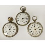 THREE SILVER POCKET WATCHES