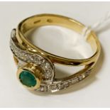 18 CARAT EMERALD & DIAMOND RING SIZE M/N 5 GRAMS APPROX