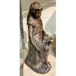 AUGUSTE MOREAU STYLE BRONZE OF SEATED GIRL