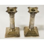 PAIR OF H/M SILVER CANDLESTICKS 15CMS (H) APPROX