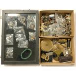 2 BOXES OF COSTUME JEWELLERY & A TRAY OF COSTUME JEWELLERY