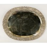 UNIDENTIFIED AUTOGRAPHED SILVER TRAY 37CMS (H) X 30CMS (W)
