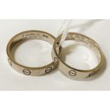 2 CARTIER LOVE RINGS 7.3 GRAMS APPROX - SIZE P/SIZE M