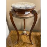 MARBLE TOP MARQUETRY PLANT STAND