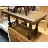 OAK COFFEE TABLE, SMALL TABLE & MILKING CHAIR