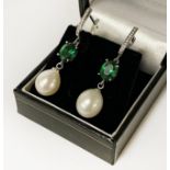 SOUTH SEA PEARL & EMERALD EARRINGS