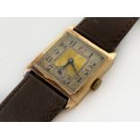 9CT GOLD CASED WRISTWATCH WITH SQUARE FACE