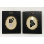 PAIR OF HAND PAINTED MINIATURES BY JUNE HOME - 13 X 11 CMS OUTER FRAME