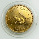 1984 HONG KONG $1000 YEAR OF THE RAT GOLD COIN