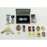 A COLLECTION OF VARIOUS MASONIC JEWELS SOME SILVER