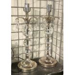 CHROME & CRYSTAL GLASS TABLE LAMPS - 56 CMS (H) APPROX