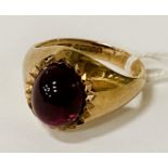 9CT GOLD CABOUCHON RUBY RING SIZE T - 8.70 GRAMS APPROX