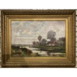 OIL ON CANVAS OF RIVER SCENE - ABRAHAM HULK JUNIOR 101 X 71 IN FRAME