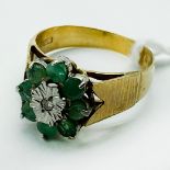 9CT GOLD EMERALD AND DIAMOND RING