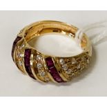 14CT GOLD RUBY & DIAMOND RING - APPROX 5.02G - SIZE M