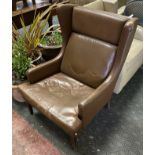 1960'S DANISH BROWN LEATHER ARCMHAIR A/F