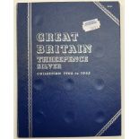 GREAT BRITAIN THREEPENCE SILVER COLLECTION 1902 TO 1945