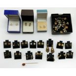 COLLECTION MOSTLY GOLD VARIOUS EARRINGS WITH SOME SILVER
