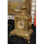 BRASS & GILT FACED MANTLE CLOCK - 42 CMS (H) APPROX